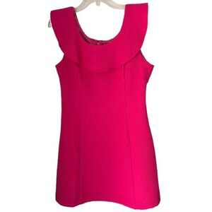 SHE & SKY LA Hot Pink Spring Waffle Print Collared Lapel Sleeveless Dress Size L